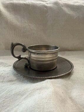 Goebel, W. Germany, Vintage Pewter Cup & Saucer Set